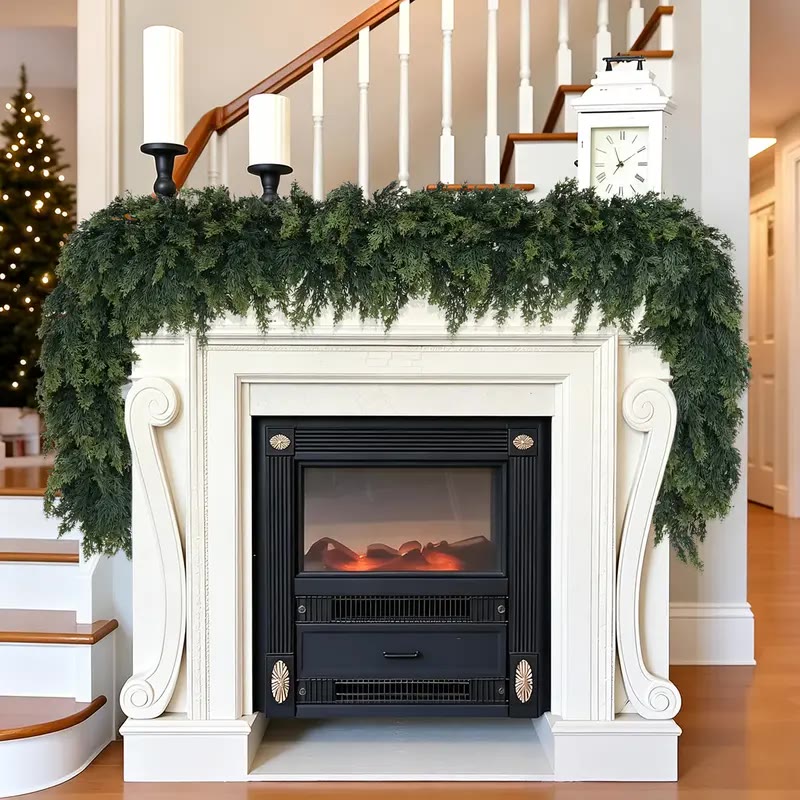 Dense Green Artificial Evergreen Mantel Garland - photo 3