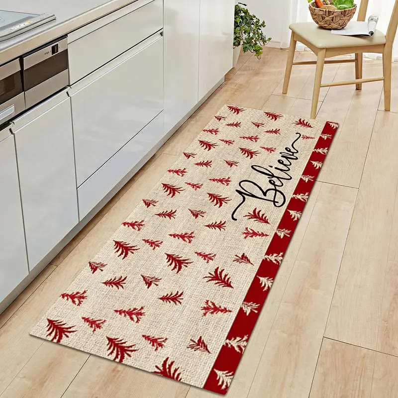 Red and Beige Tree Print Kitchen Floor Mats - photo 3