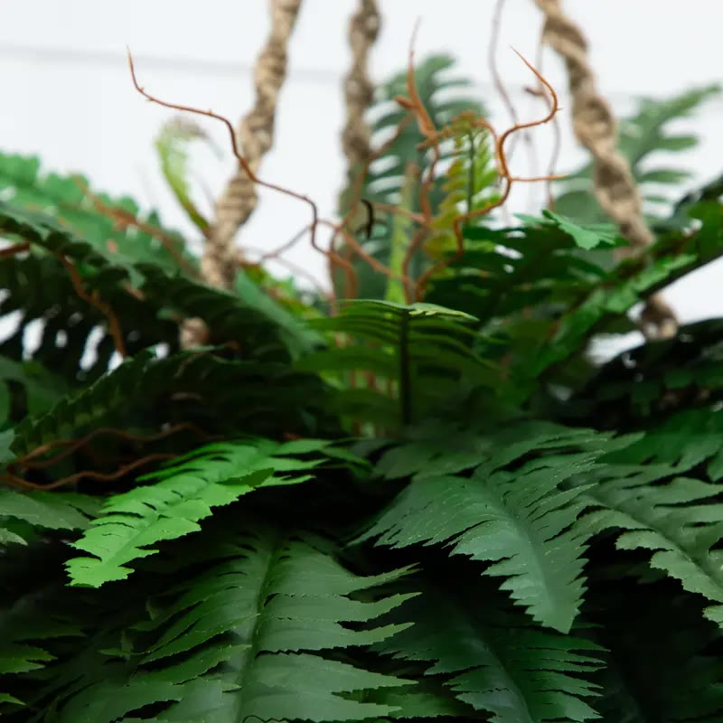 Artificial Boston Fern Hanging Basket With Rope Hanger - photo 2