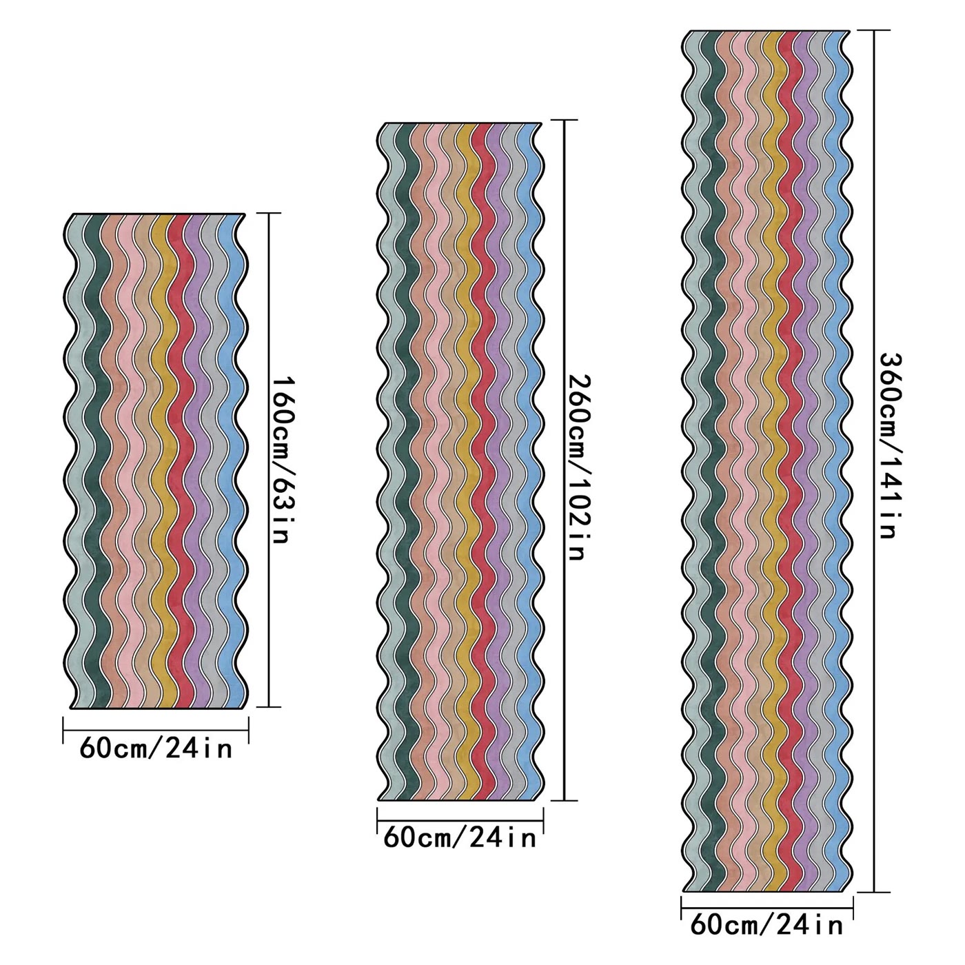 Colourful Wavy Striped Long Runner Rug - photo 2