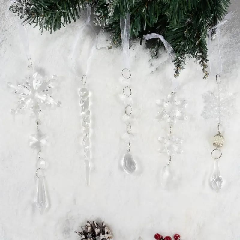 Clear Acrylic Snowflake and Icicle Hanging Ornaments - photo 4