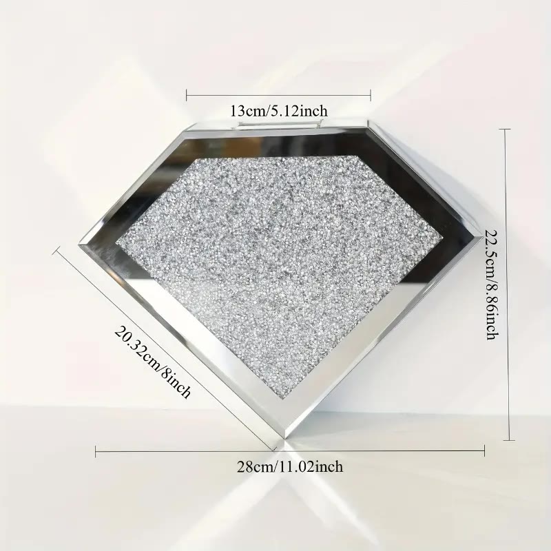 Diamond-Shaped Mirrored Wall Vase with Crushed Glass Panel - photo 2