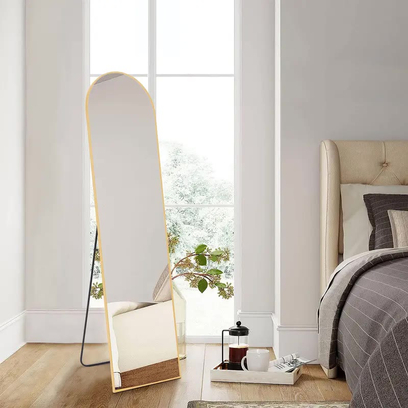 Gold Frame Arched Full Length Floor Mirror - photo 3