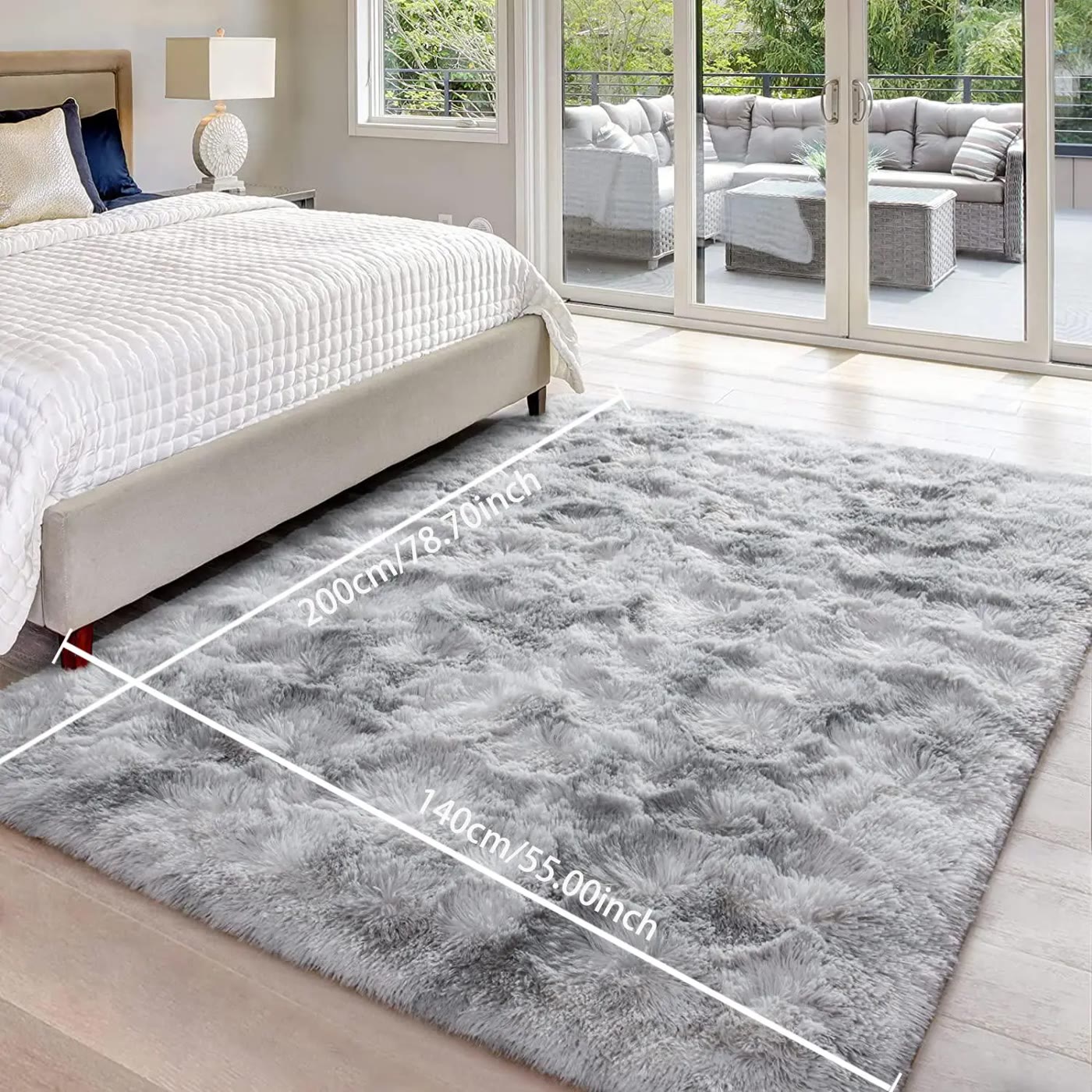 Charcoal Black Shaggy Rectangular Area Rug - photo 3
