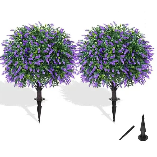 Purple Lavender Topiary Balls with Ground Stakes