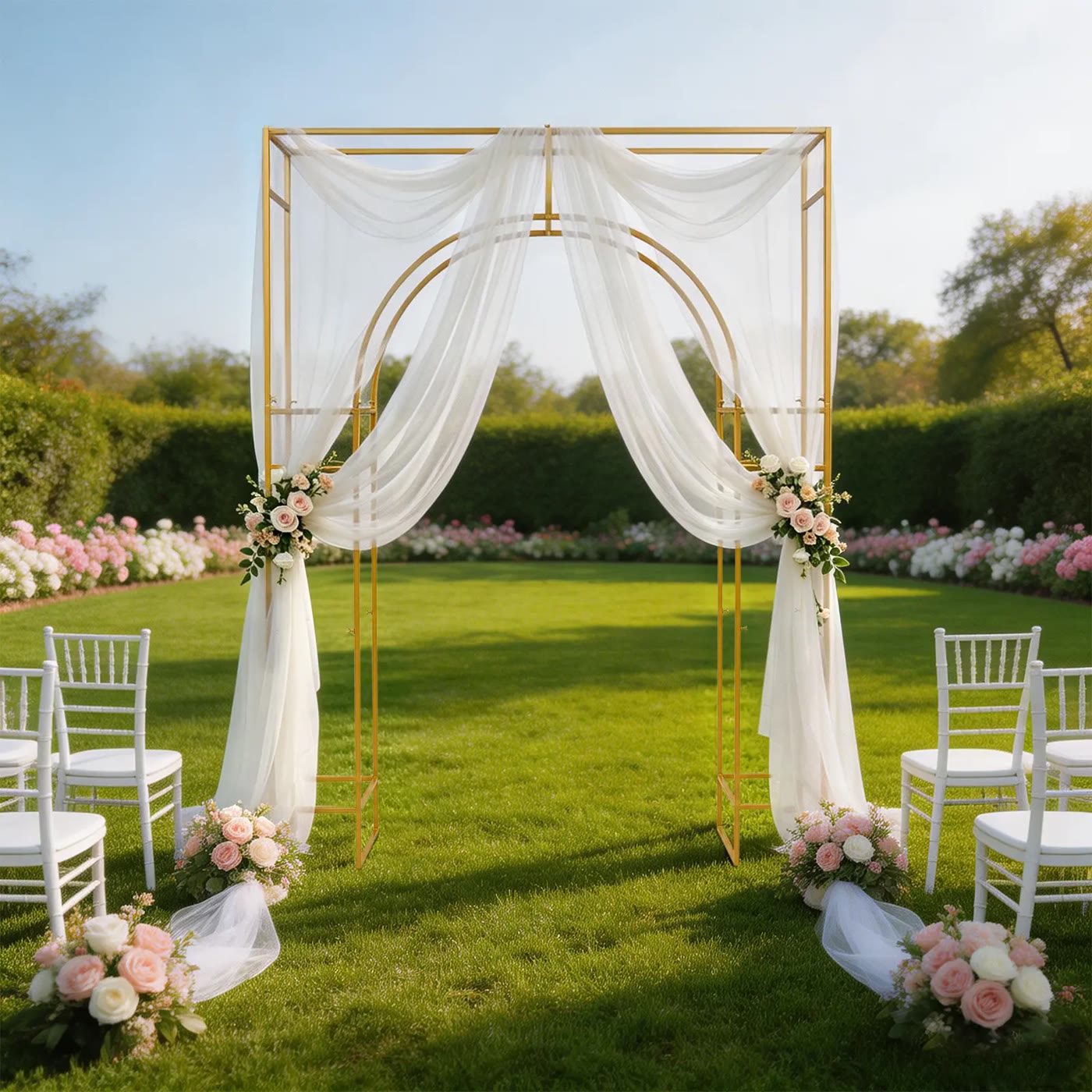 Gold Metal Square Arch Backdrop Stand