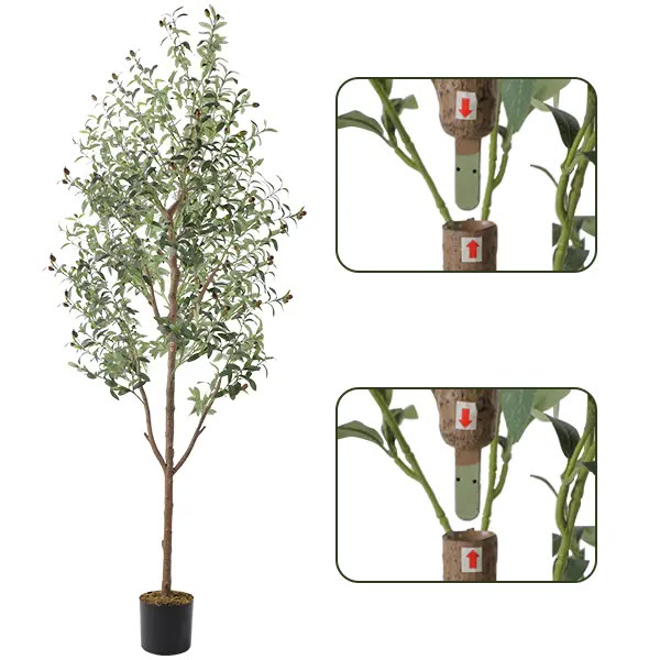 Tall Artificial Olive Tree in Black Pot - photo 2