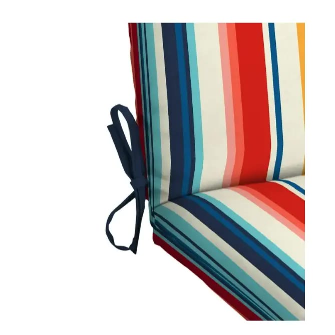 Striped Outdoor Chair Cushion with Back and Ties - photo 4