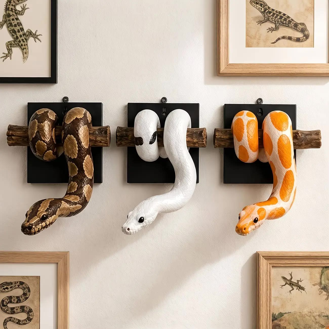 White Coiled Snake Wall Sculpture on Branch - photo 3