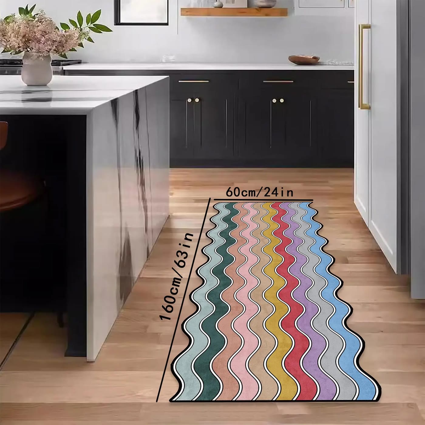 Colourful Wavy Striped Long Runner Rug - photo 3