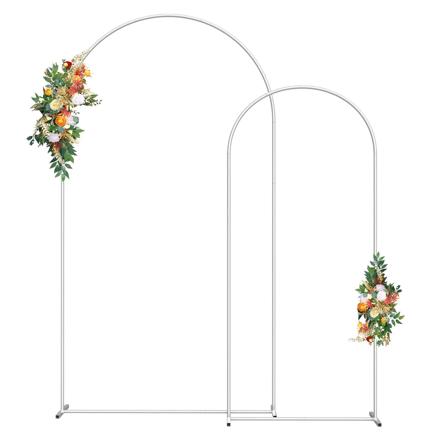 Two White Metal Arch Backdrop Stands