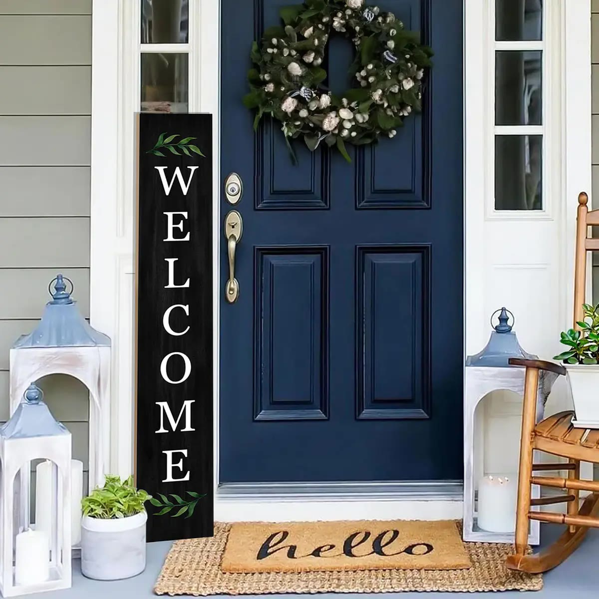 Black Wooden Vertical Welcome Porch Sign - photo 2
