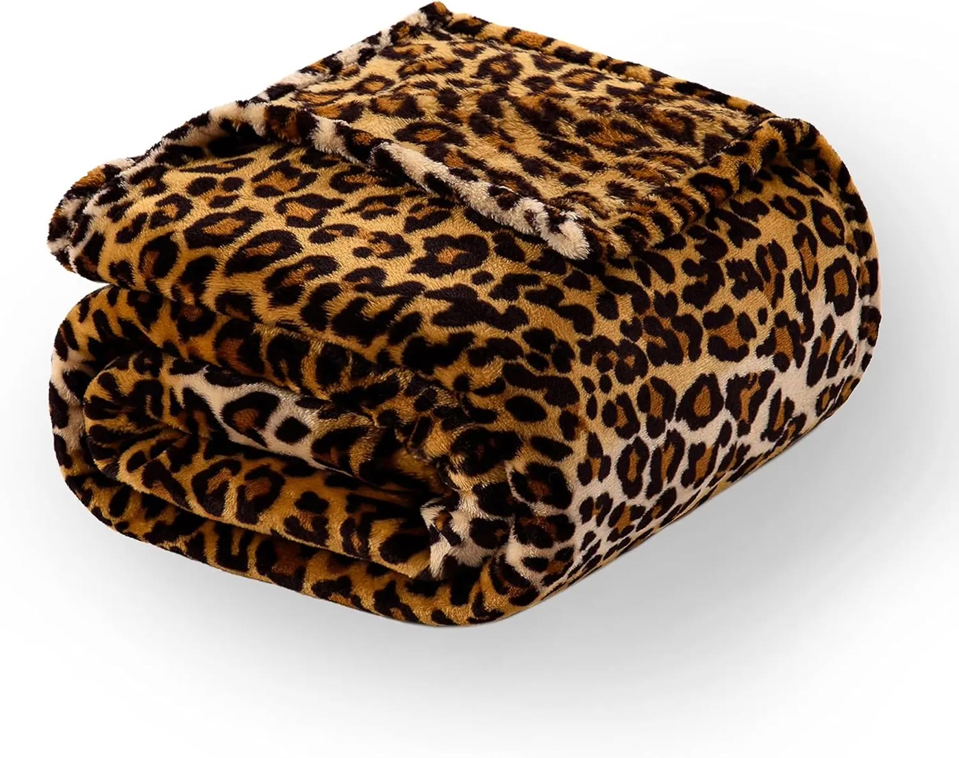 Leopard Print Plush Throw Blanket with Soft Pile