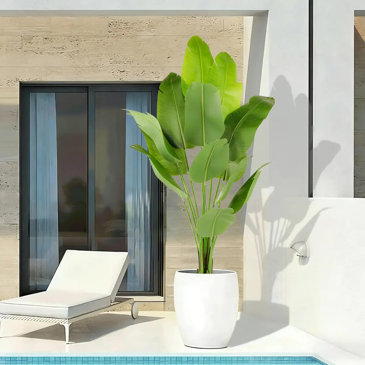 Tall Artificial Tropical Plant in White Pot