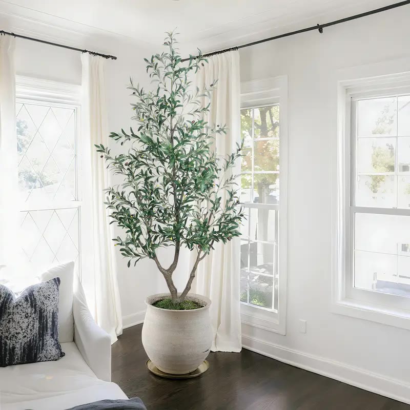 Tall Artificial Olive Tree in White Planter - photo 3