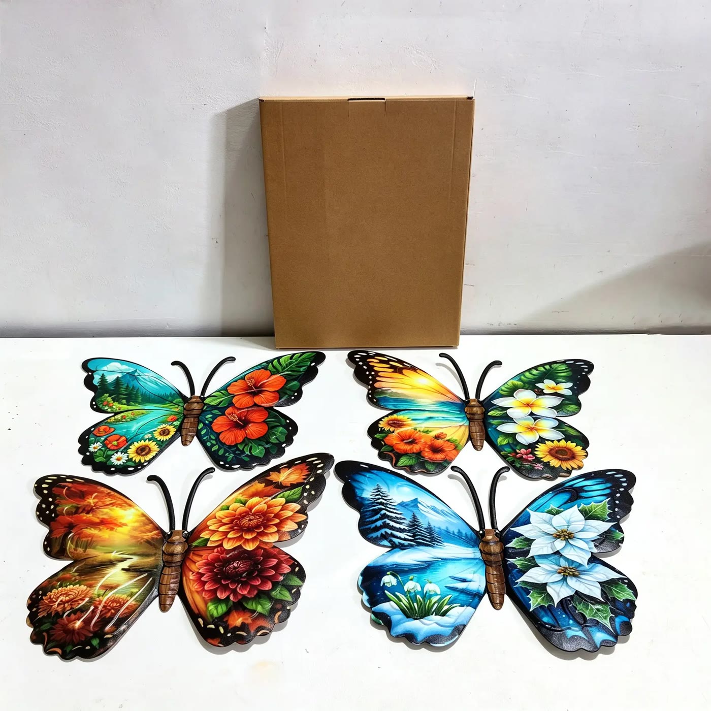 Four Colorful Metal Butterfly Wall Decorations - photo 3