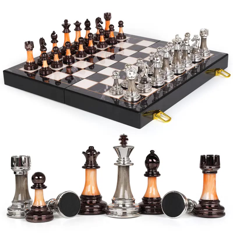 Folding Chess Set with Glossy Weighted Pieces - photo 3