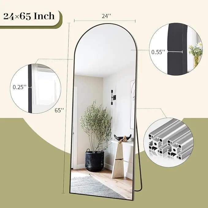 Tall Arched Full-Length Mirror With Slim Black Frame - photo 4