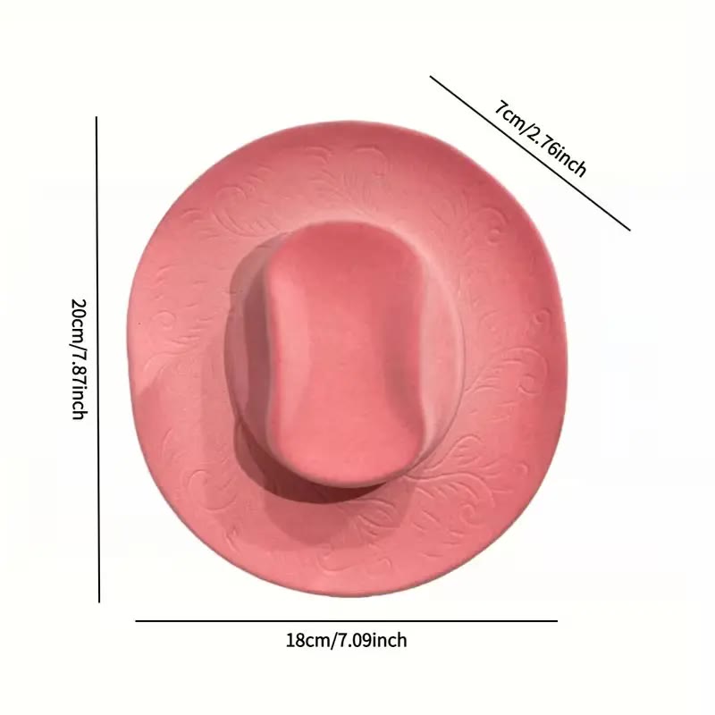 Brown Felt Hat-Shaped Wall Vase with Embossed Brim - photo 2