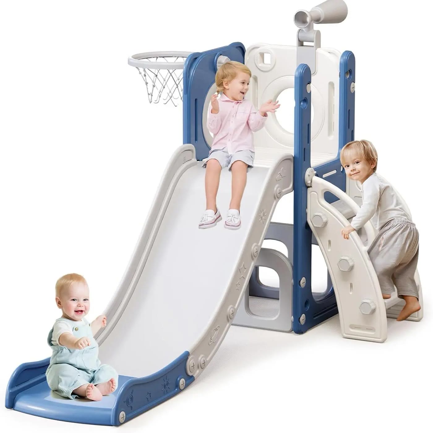 Toddler Slide Playset with Basketball Hoop