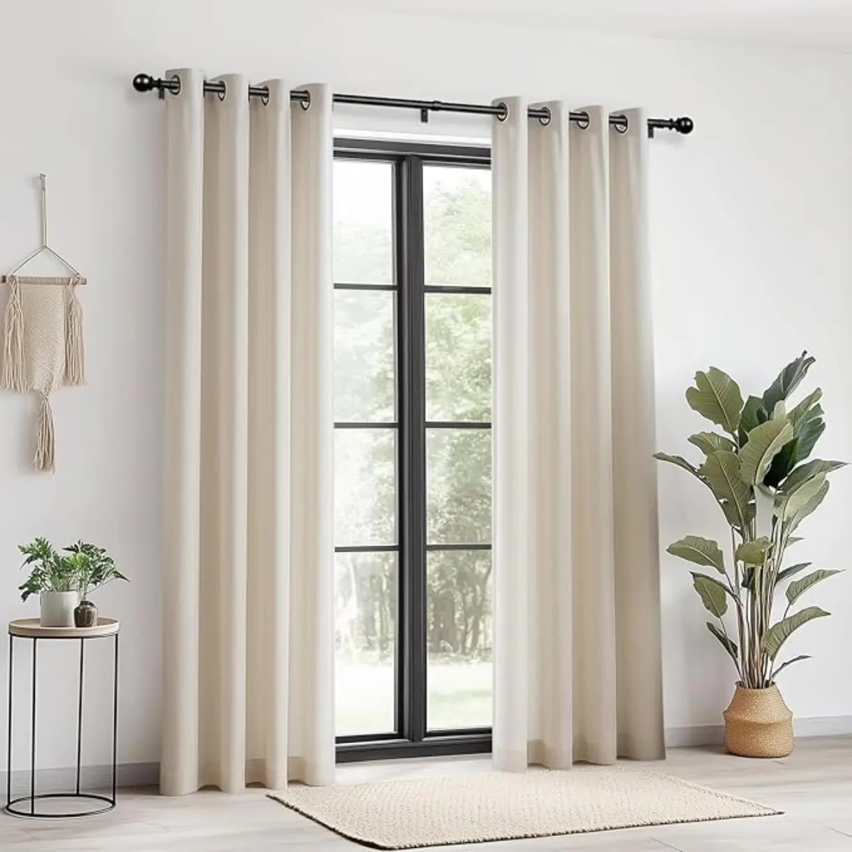Black Metal Curtain Rod With Ball Finials