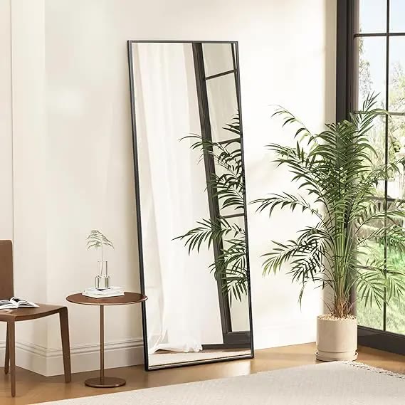 Tall Rectangular Floor Mirror with Black Frame - photo 2
