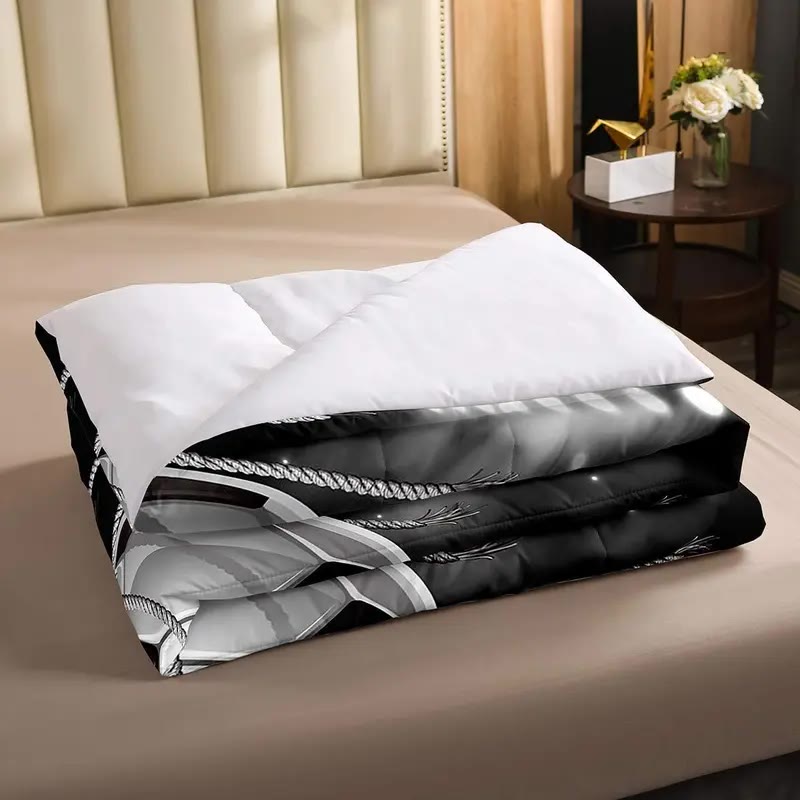 Black Bedding Set with Soccer Ball and Net Print - photo 3