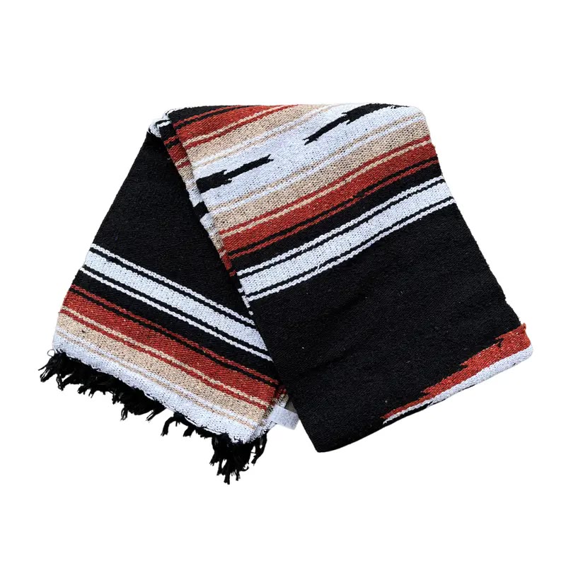 Black Woven Blanket with Red and White Stripes - photo 4