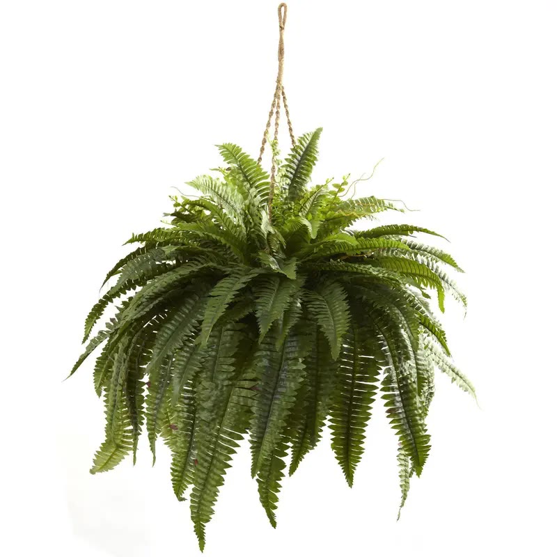 Artificial Boston Fern Hanging Basket With Rope Hanger - photo 3