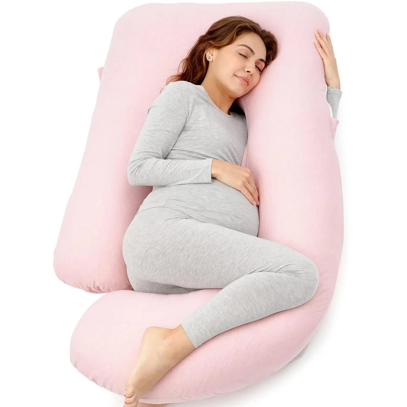 Pink U-Shaped Full Body Support Pillow