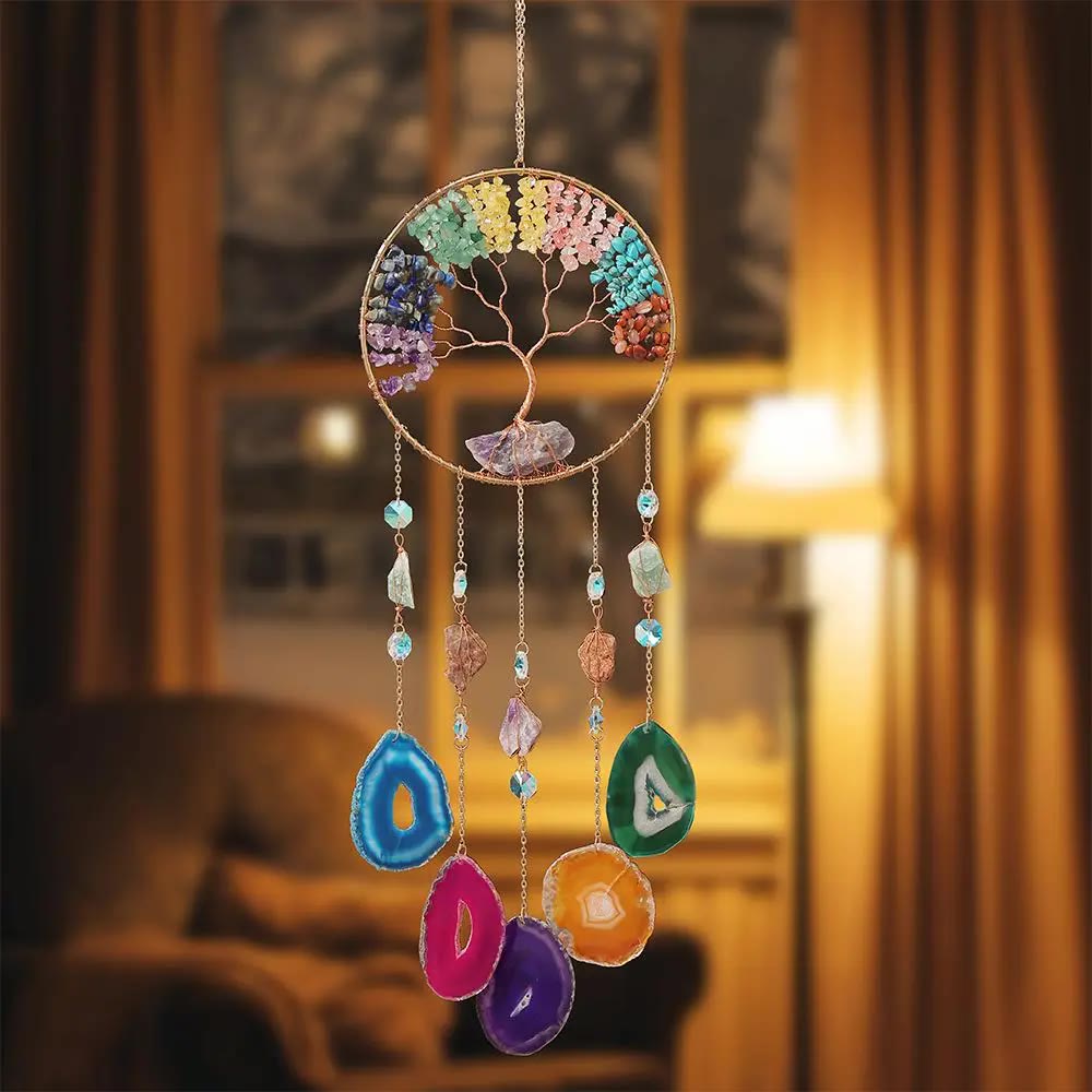 Gemstone Tree Hanging Ornament with Agate Slices - photo 4