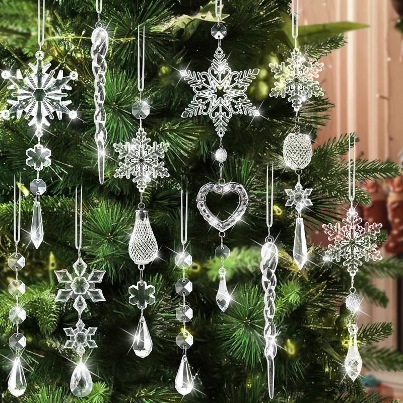 Clear Acrylic Snowflake and Icicle Hanging Ornaments