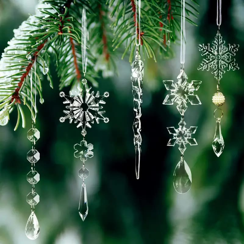 Clear Acrylic Snowflake and Icicle Hanging Ornaments - photo 3