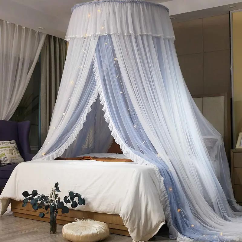 White Double-Layer Ruffle Bed Canopy Netting - photo 3