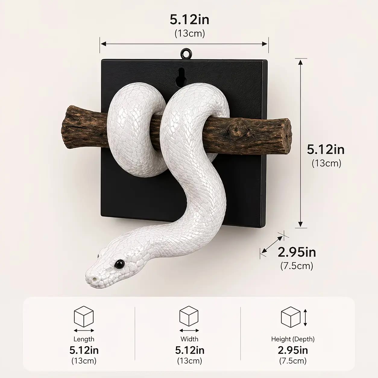White Coiled Snake Wall Sculpture on Branch - photo 2