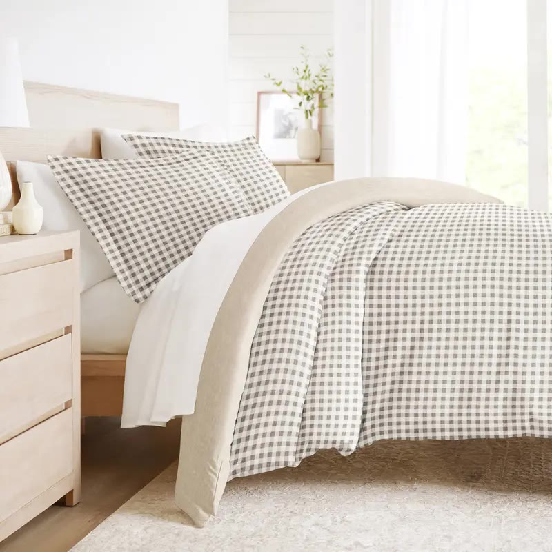Gray and White Gingham Duvet Cover Set - photo 2