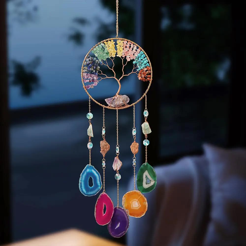 Gemstone Tree Hanging Ornament with Agate Slices - photo 3