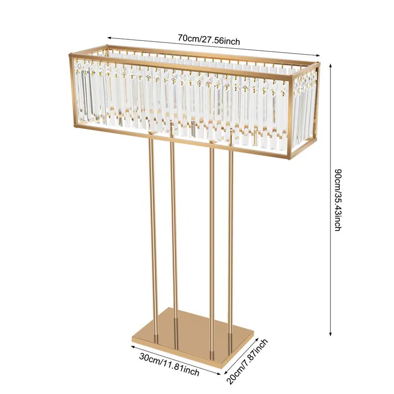 Gold Metal Rectangular Flower Stand with Glass Top - photo 2