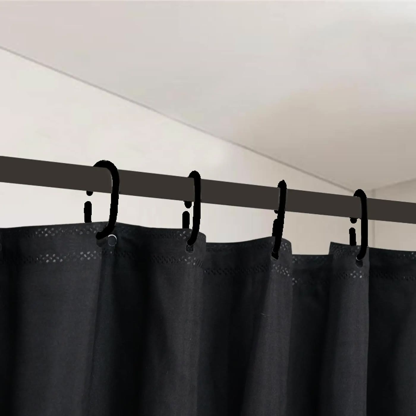 Black Blackout Four-Post Bed Canopy Curtain Set - photo 2