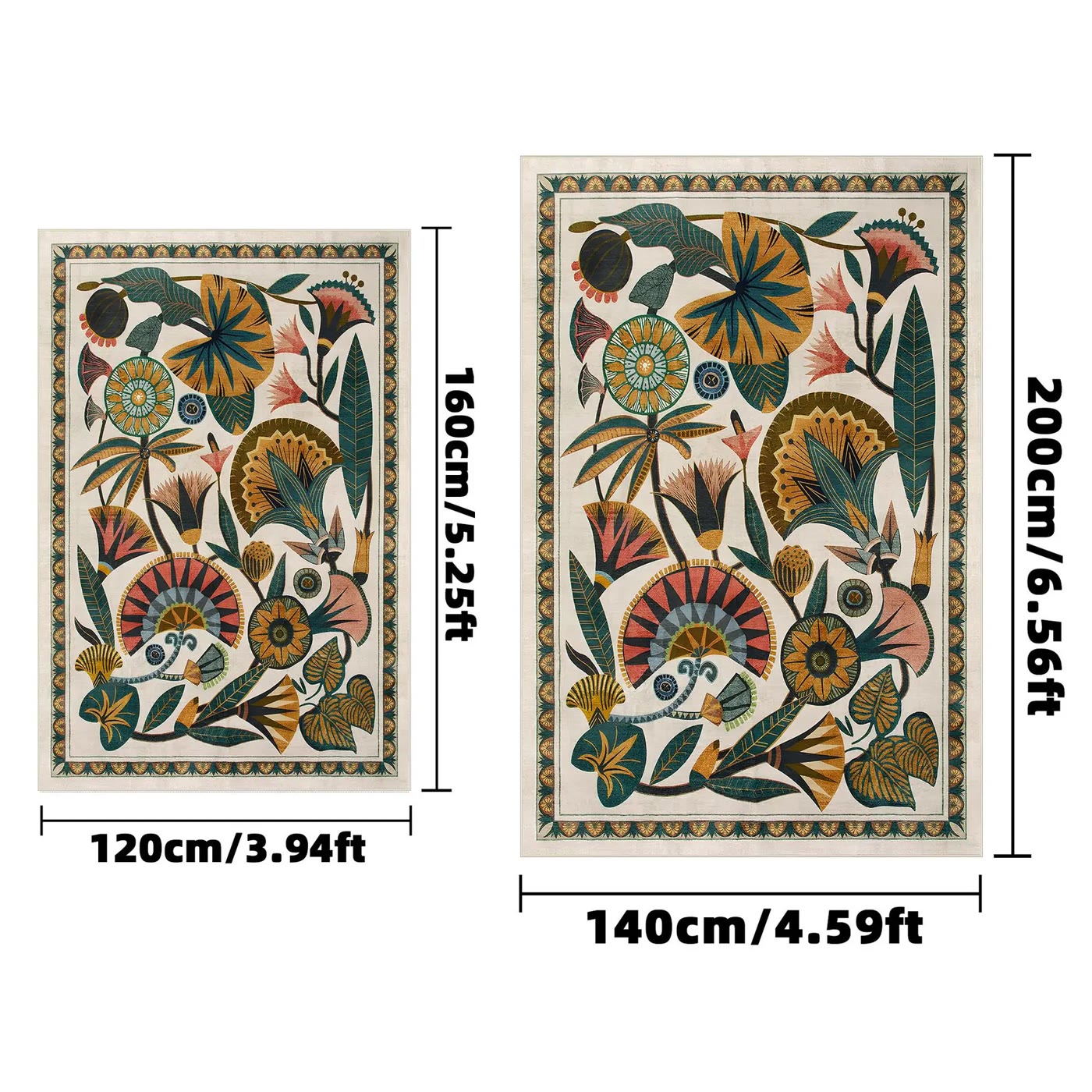Rectangular Area Rug with Large Floral Pattern - photo 2