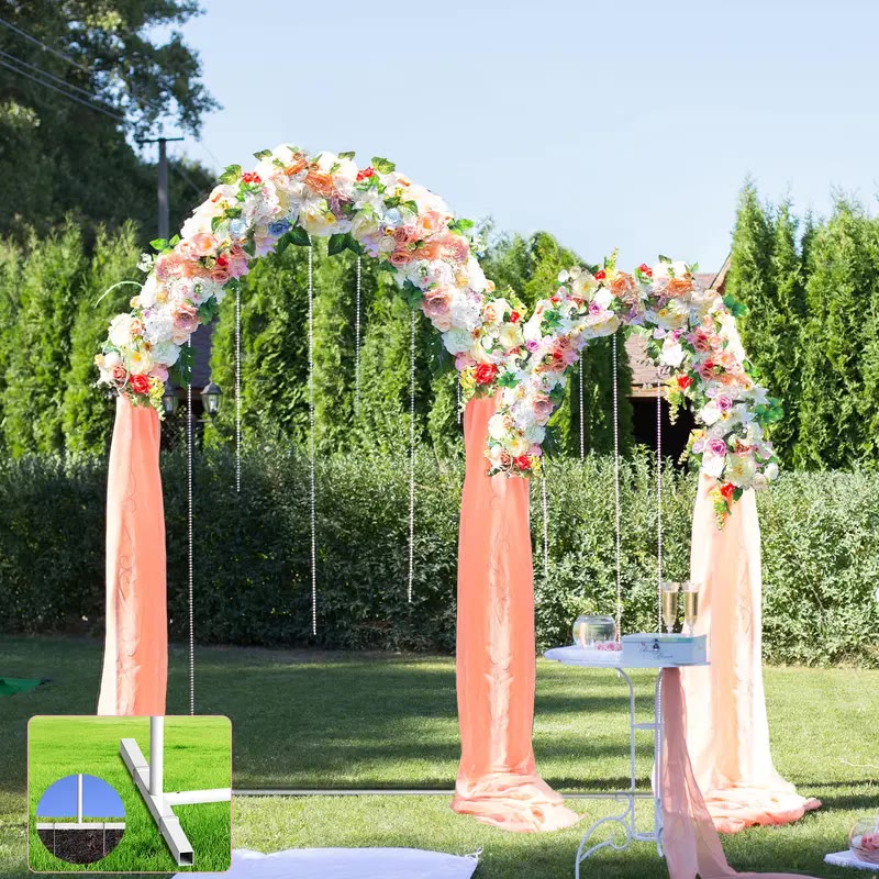 Two White Metal Arch Backdrop Stands - photo 2