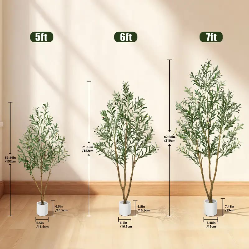 Tall Faux Olive Tree in White Round Pot - photo 2