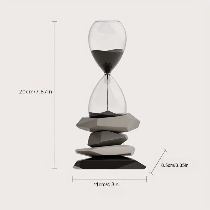 Glass Hourglass on Stacked Stone-Shaped Base - photo 2