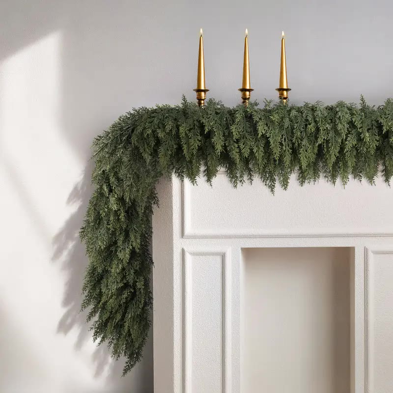 Long Faux Cedar Garland in Deep Green - photo 3