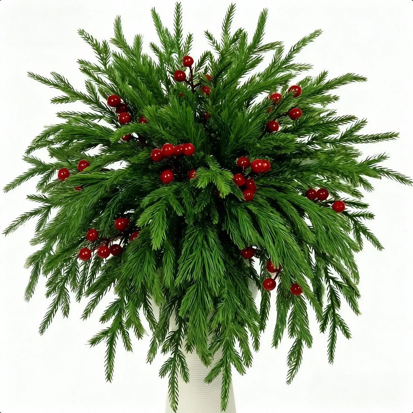 Faux Evergreen Branch Bunch with Red Berries