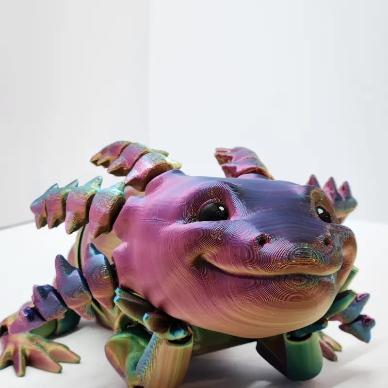 Articulated Axolotl Figurine in Rainbow Metallic Finish - photo 2