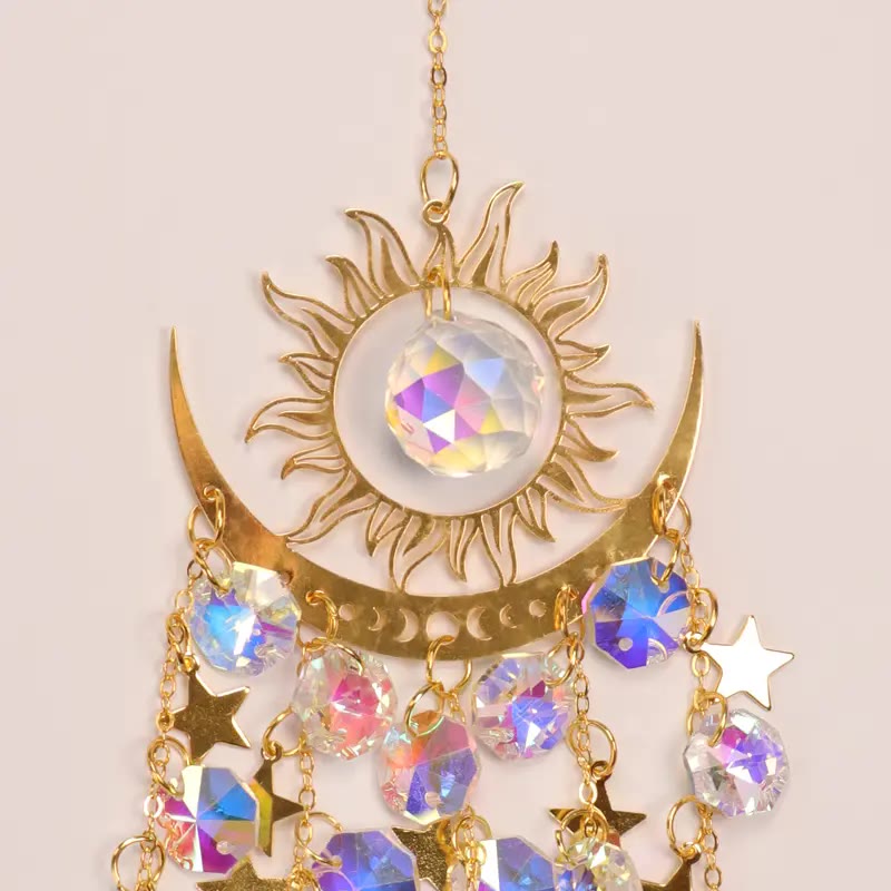 Gold Sun and Moon Crystal Hanging Suncatcher - photo 3
