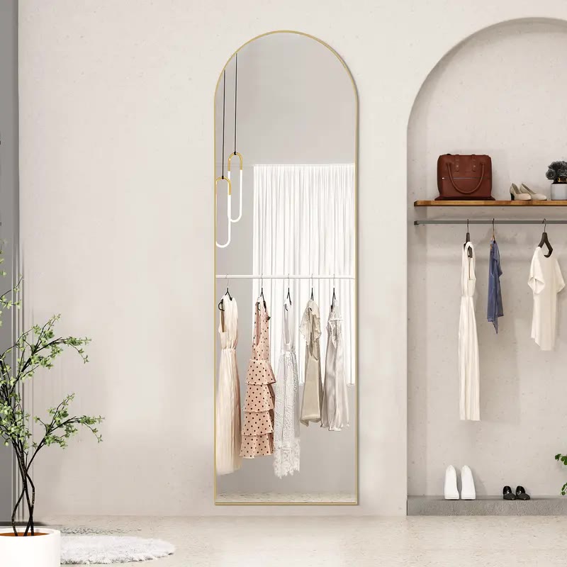 Gold Frame Arched Full Length Floor Mirror - photo 4
