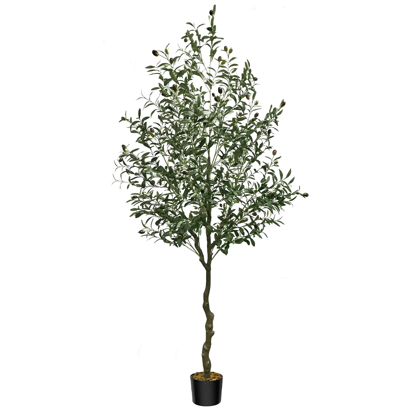Tall Artificial Olive Tree in Black Pot