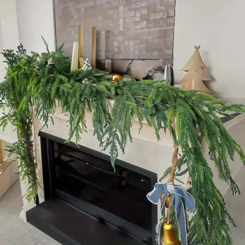 Green Artificial Pine Garland for Mantels - photo 2